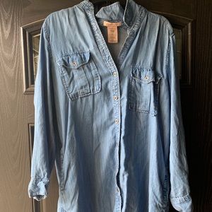 Long sleeve blue look likes jean material dress